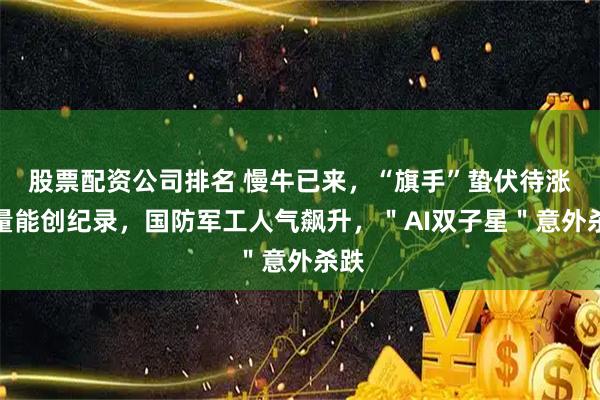 股票配资公司排名 慢牛已来，“旗手”蛰伏待涨！量能创纪录，国防军工人气飙升，＂AI双子星＂意外杀跌